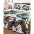 thumbnail image 2 of Quilts Full Size, Teal Blue Floral Soft Comforter Bedding Set for Bed, Vintage Rustic Botanical Beige Wooden Lightweight Quilted Bedspread with Pillow Cover(2 Pieces) for All Season, 78x90 Inch, 2 of 6