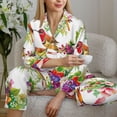 thumbnail image 6 of Honeii Birds And Flowers print Women's Pajama Sets Long Sleeve Button Down Sleepwear Nightwear Soft Pjs Lounge Sets-Small, 6 of 7