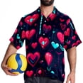 thumbnail image 4 of Valentine's Day Love ECG Men's Button Down Casual Hawaiian Print Short Sleeve Summer Beach Shirt, 4 of 6