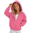thumbnail image 2 of Ashirexll Girls Hoodies Solid Color Hooded Pullover with Zipper and Front Pocket for Big Girls Warm Top 5-16 Years, 2 of 7