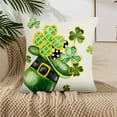 thumbnail image 4 of Moocorvic St Patricks Day Pillow Cover 18X18 Black White Plaid Bow Print Farmhouse Holiday Spring Pillow Case Decorations for Home Sofa Couch (Green), 4 of 8