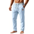 thumbnail image 3 of HBBIKVI Men Leisure Chinos Solid Color Loose Fit Drawstring Elastic Waist Pants for Outdoor Activities All Seasons, 3 of 7
