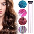thumbnail image 2 of SharkTRUE 1pcs Shiny Hair Tinsel Extensions Wig Clip In Clip In Hair Extensions Sparkle Colorful Synthetic Glitter Tinsel Hair Daily, 2 of 8