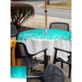 thumbnail image 4 of Outdoor Tablecloth with Umbrella Hole and Zipper, Turquoise Snowflakes Christmas Square Table Cloth 60x60 Inch Waterproof Tablecloth, Winter Holiday Xmas Snowflake Picnic Table Cover for Patio, 4 of 7