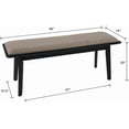 thumbnail image 2 of Kmax Entryway Bench, 46" Dining Bench with Wood Leg Rustic Upholstered Window Bench for Entrance Dining Room Living Room - Chenille Grey, Black Legs, 2 of 18