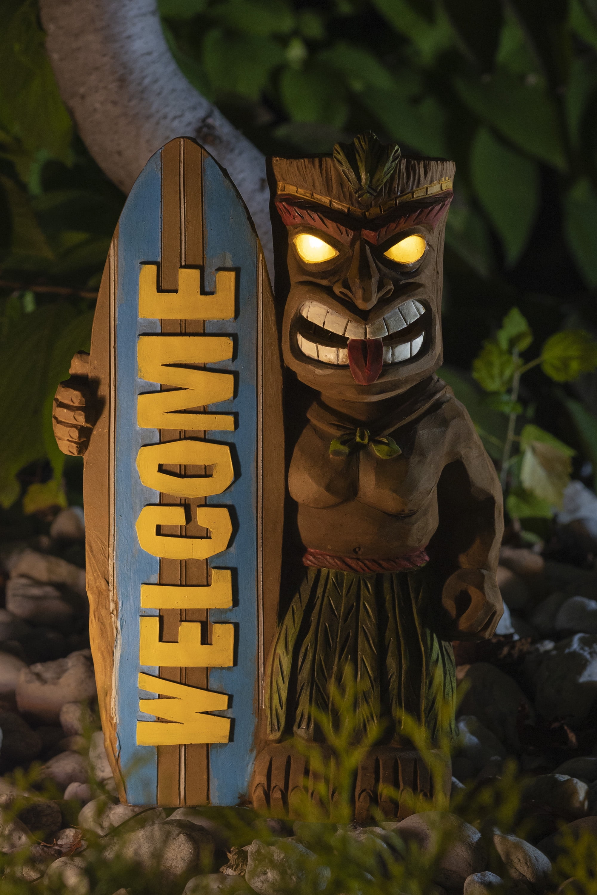 VP Home Tiki Welcome Surfboard Solar Powered LED Outdoor Decor Garden Light