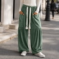thumbnail image 2 of WULMLEO Women's Baggy Boho Harem Pants Drawstring Waist Wide Leg Sweatpants Casual Trousers Joggers with Pockets Green XL, 2 of 7