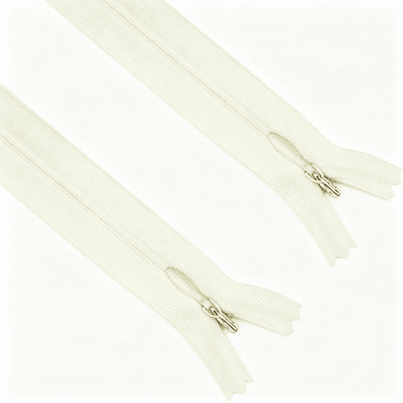 TUWAFE 2Pcs #3 24 Inch Beige Invisible Zippers for Sewing Skirts,Nylon Coil Bulk Zippers for Pocket,Pillow,Durable Zippers for Sewing (Beige 24" 2Pcs)