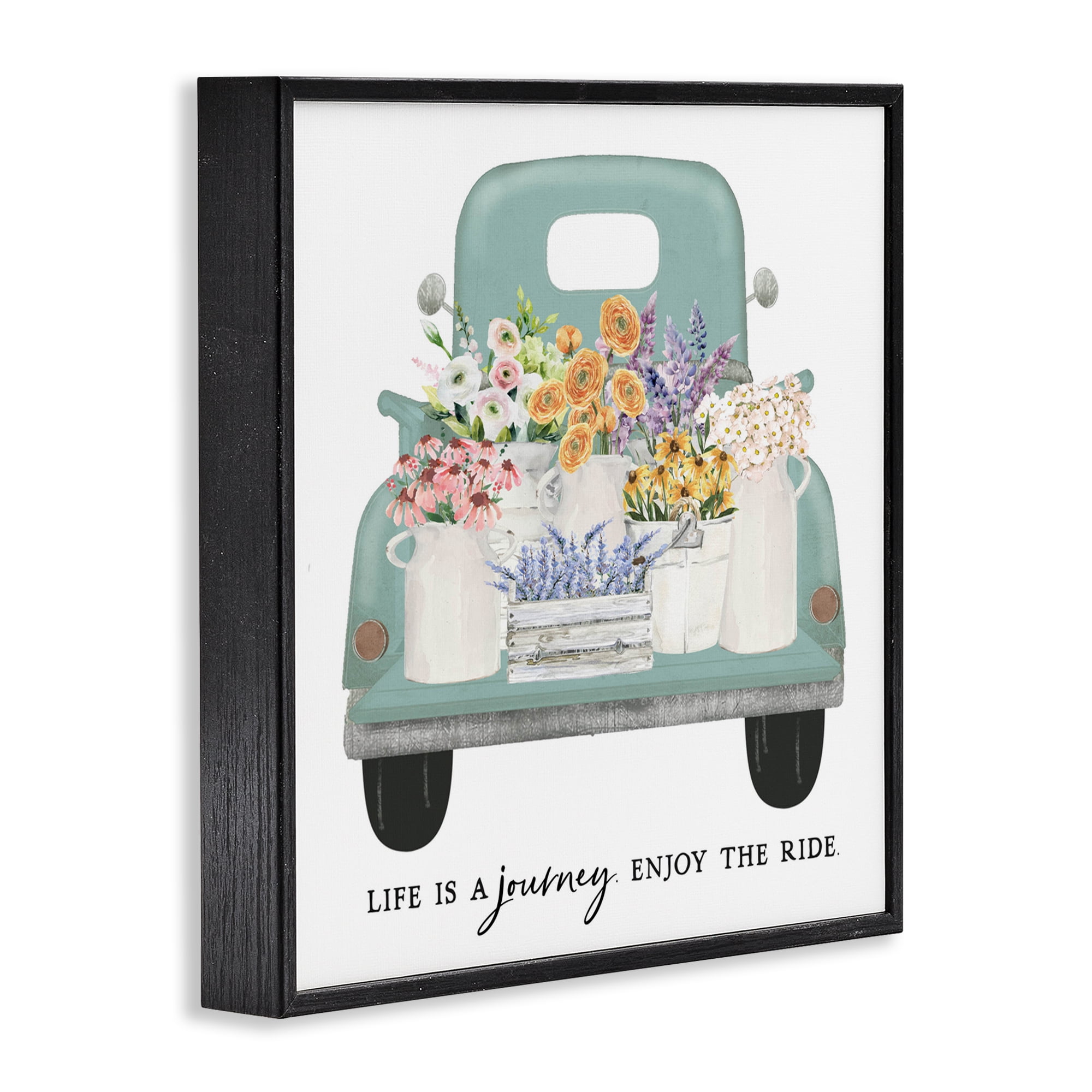 Enjoy Ride Floral Truck Black Framed Giclee Art, design by Lettered and Lined