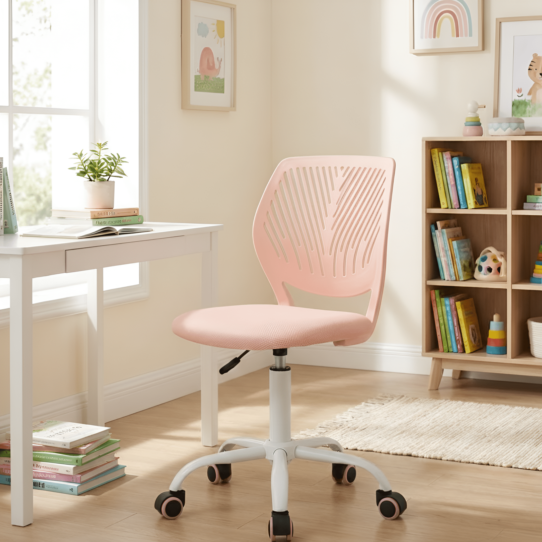 Homy Casa Mesh Task Office Chair, Adjustable Pink Desk Chair