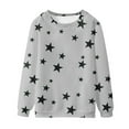 thumbnail image 5 of White Womens Sweatshirt Women's Star Print Hatless Sweatshirt Long Sleeve Fashion Top Sweatshirt Loose Pullover Top Fall Clothes for Women, 5 of 5