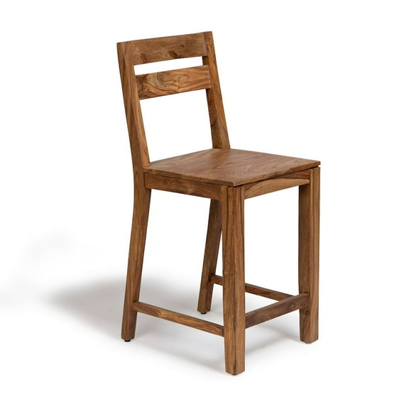 Porter Designs Urban Solid Sheesham Wood 24" Counter Height Dining Chair, Natural (Set of 2)