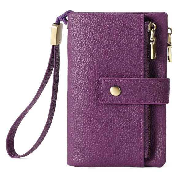 SENDEFN Portefeuille Bifold Durable pour Femmes avec Blocage RFID, Foncé et Violet