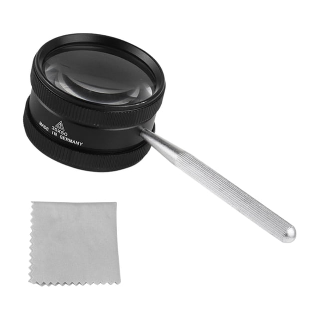 Lupa de mano, aumento de 35x, lupa de lectura con paño de limpieza, agarre antideslizante, vidrio de aleación de zinc duradero para colección