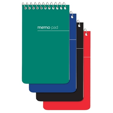 Office Depot® Brand Wirebound Top-Opening Memo Books, 3" x 5", 1 Hole-Punched, College Ruled, 60 Sheets, Assorted Colors (No Color Choice), Pack Of 12