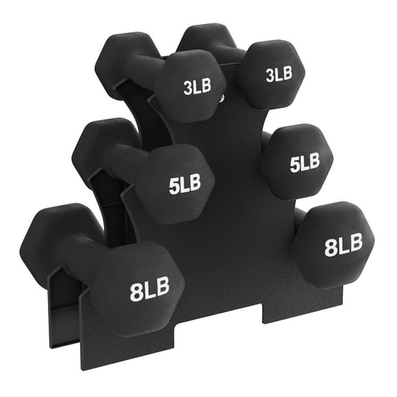 BalanceFrom Fitness 32 Pound Neoprene Coated Dumbbell Set with Stand