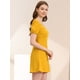 thumbnail image 4 of Vestidos Elegantes De Cuello Cuadrado Para Mujer Vestido Corto De Una Línea De Manga Abullonada De Algodón De Color Sólido Amarillo L, 4 of 6