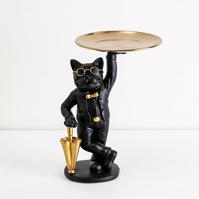 Bandeja de Valet de joyería escultura de resina nórdica pa hombres y llave, cter caja de moneda organizador de escritorio, Negro Colco Escultura de escritorio