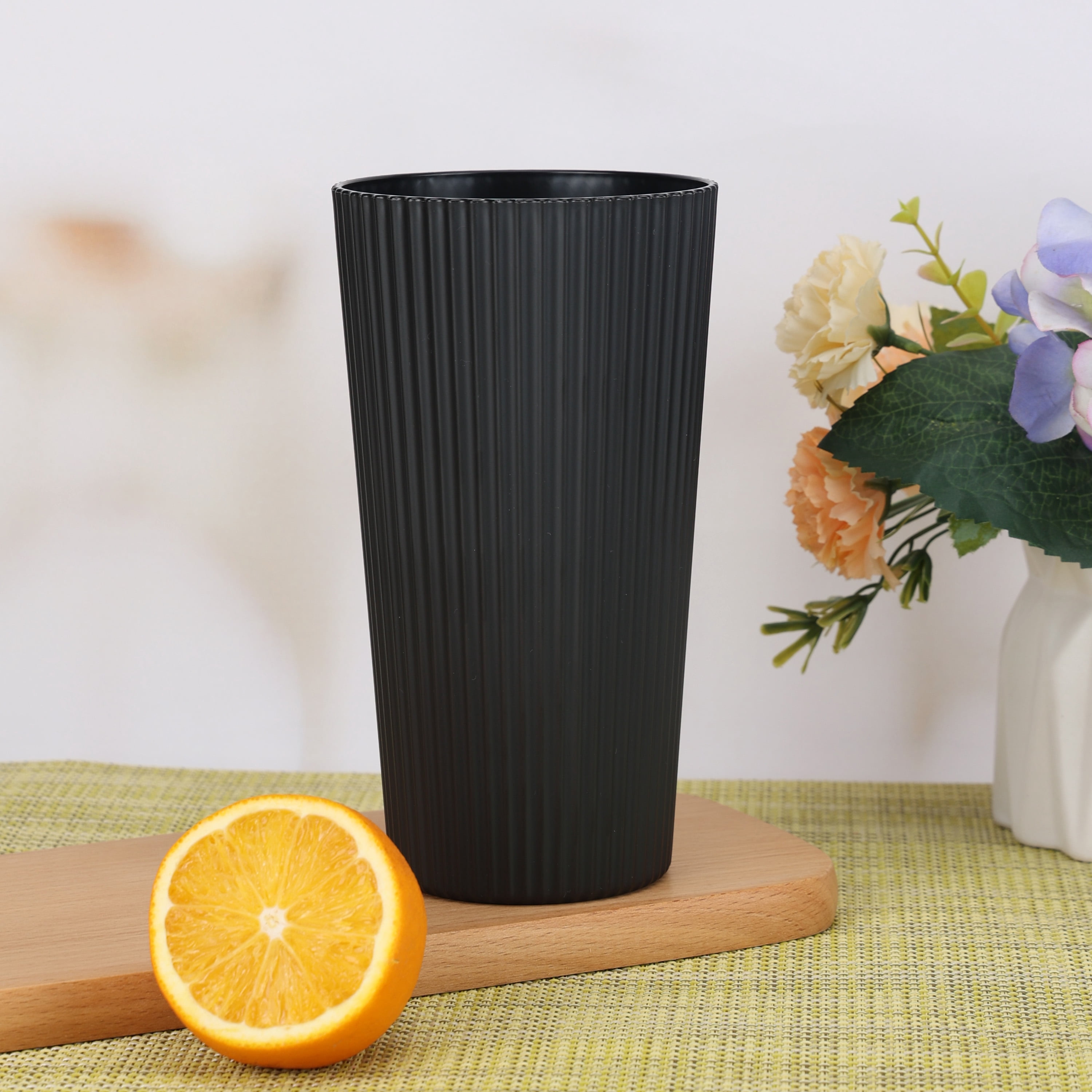 Mainstays Black 26-Ounce Eco-Friendly Recycled Plastic Ribbed Tumbler
