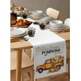 thumbnail image 3 of Orange Thanksgiving Burlap Cotton Table Runner 18x72 Inches Long, Fall Truck Pumpkins Watercolor Farmhouse Table Runners, Outdoor Dining Tablecloths Decor for Baby Shower/Party/Wedding, 3 of 6