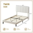 thumbnail image 6 of 4 EVER WINNER Twin Size Bed Frame, Upholstered Platform Bed Frame with Headboard, White Twin Bed Frame, No Box Spring Needed, White, 6 of 7