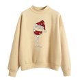 thumbnail image 1 of EGNMCR Chandail en Molleton de Noël pour Femmes Col Roulé Imprimé Couleur Unie Chandail Ample à Manches Longues, 1 of 2
