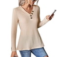 thumbnail image 3 of Camiseta De Manga Larga Con Cuello En V, Camiseta De Manga Larga Fácil De Combinar, Lavable A Máquina, Informal Para La Oficina ANGGREK Otros, 3 of 7