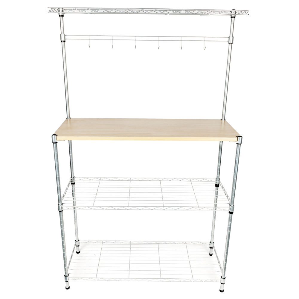 Topcobe 4-Tier Bakers Racks for Microwave, Kitchen Bakers Racks Microwave Oven Rack Baker Rack with Storage and Hooks, Adjustable Storage Racks and Shelving, Silver - image 3 of 7