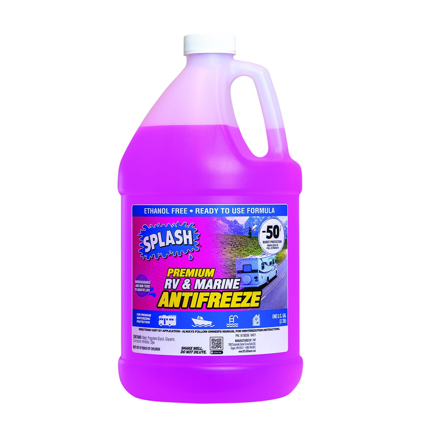 Splash RV & Marine Antifreeze -50 Degrees 1 Gallon - Pink