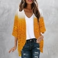thumbnail image 2 of Rollbacks Olyvenn Women's 3/4 Sleeve Loose Summer Cardigan Kimono Beer Print Open Front Outwear Tops Blouse Kimono Cardigan Bikini Coverups for Women Trendy 2024 Yellow 12, 2 of 5