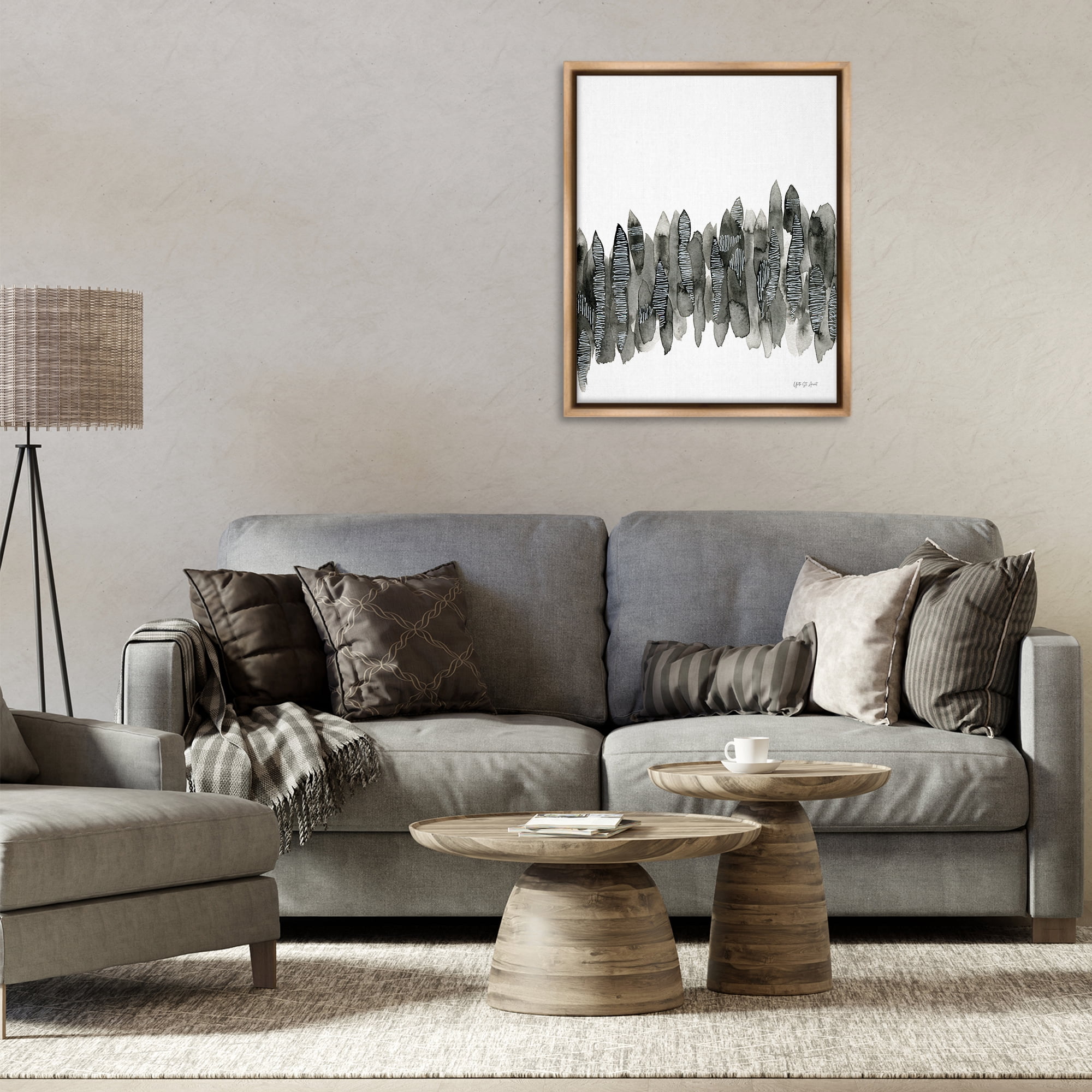 Stupell Industries Kindling Abstract Nature Abstract Painting Brown Floater Framed Canvas Art Print Wall Art, 25 x 31