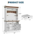 thumbnail image 4 of 72" Home Coffee Bar Cabinet with LED Light, Tall Farmhouse Coffee Bar Hutch with Storage, Sideboard Buffet Cabinet with Microwave Stand/Glass Shelf/6 Hooks/3 Drawers for Kitchen Living Dining Room, 4 of 7
