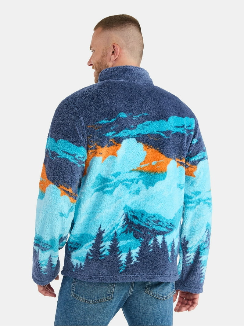 Toyota Men's and Big Men's Scenic Print Fleece Quarter Zip Jacket