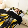 thumbnail image 4 of Manfei Aesthetic Geometric Twin Comforter Sets, Black Gold Wavy Stripes Bedding Set, Black Reversible 2 Pieces, 1 Comforter and 1 Pillowcase, 4 of 6