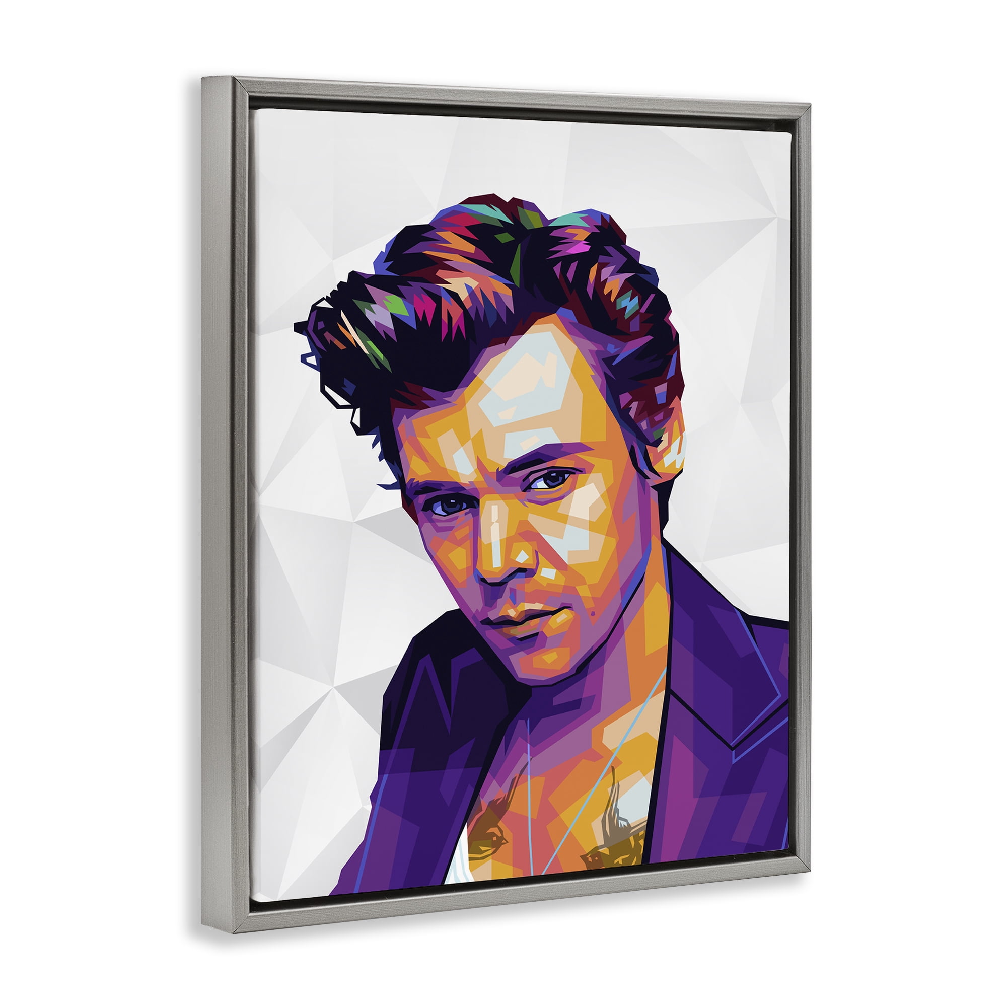 Stupell Industries Bright Hued Harry People Painting Gray Floater Framed Canvas Art Print Wall Art, 17 x 21