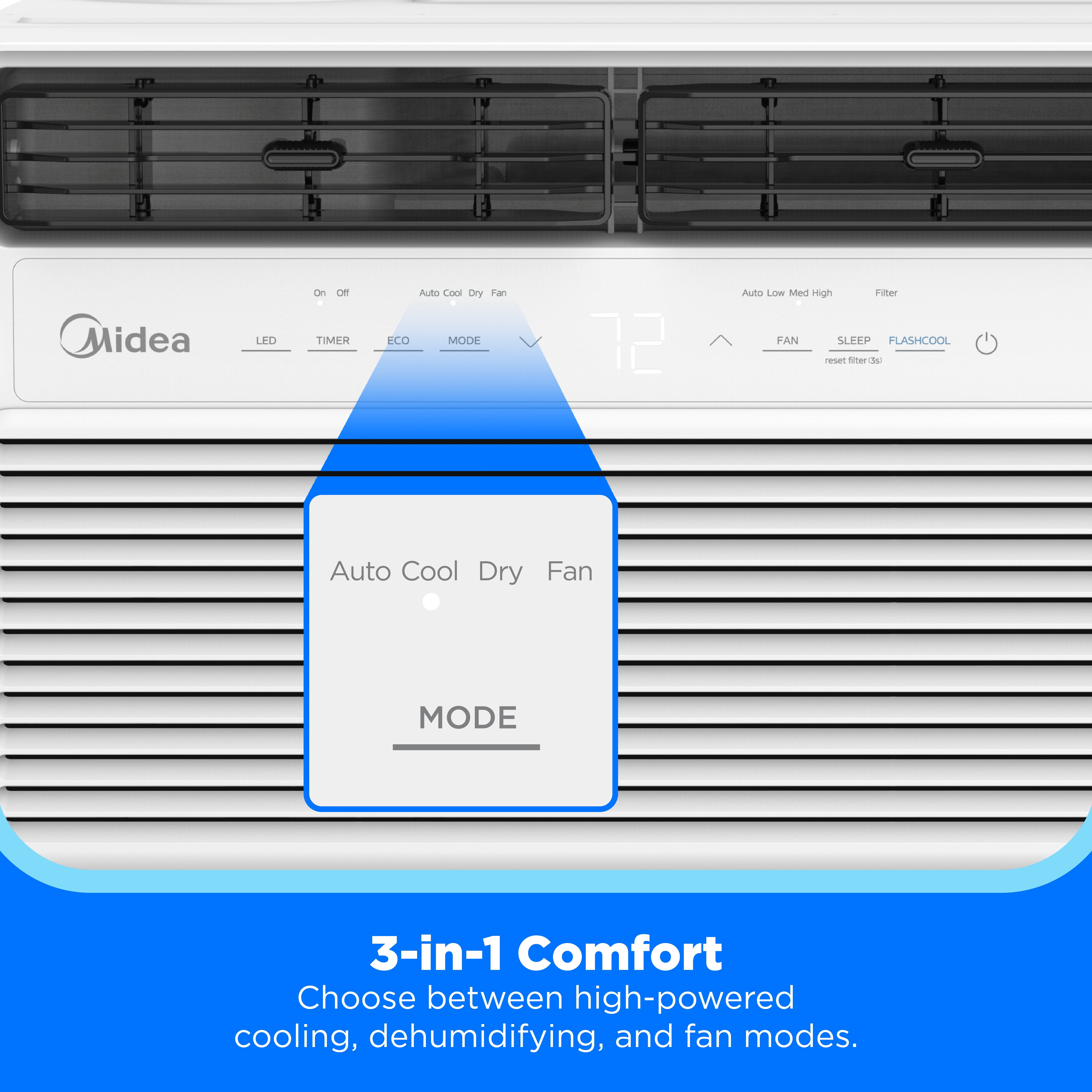 Midea 10,000 BTU DOE Smart Window Air Conditioner with Inverter, Covers up to 450 sq ft, White