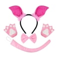 thumbnail image 1 of Diadema con Orejas de Cerdo, Cómoda de Llevar, Diadema con Orejas de Animales para Bailes de Máscaras Y Carnavales. El conjunto rosa incluye guantes., 1 of 9