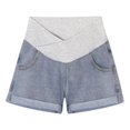 thumbnail image 7 of pstuiky Maternity Yoga Shorts Denim Shorts Plus Size High Waist Stretch Support Adjustable Waistband for Pregnancy Casual Wear Maternity Bike Shorts, 7 of 7
