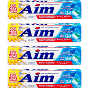 Aim Cavity Protection Anticavity Fluoride Toothpaste Multi-Benefit Cleans, Freshens and Protects Ultra Mint Gel, 5.5 Ounce Value Pack of 4