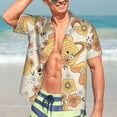 thumbnail image 5 of Lsque Groovy Floral pattern Hawaiian Shirt for Men, Unisex Summer Beach Casual Short Sleeve Button Down Shirts-XX-Large, 5 of 9