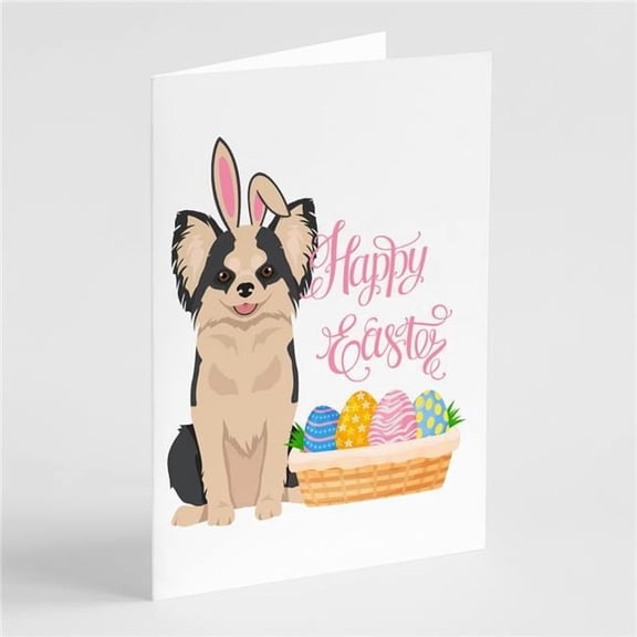 Longhaired Black and White #2 Chihuahua Easter Greeting Cards and Envelopes Pack of 8 7 in x 5 in