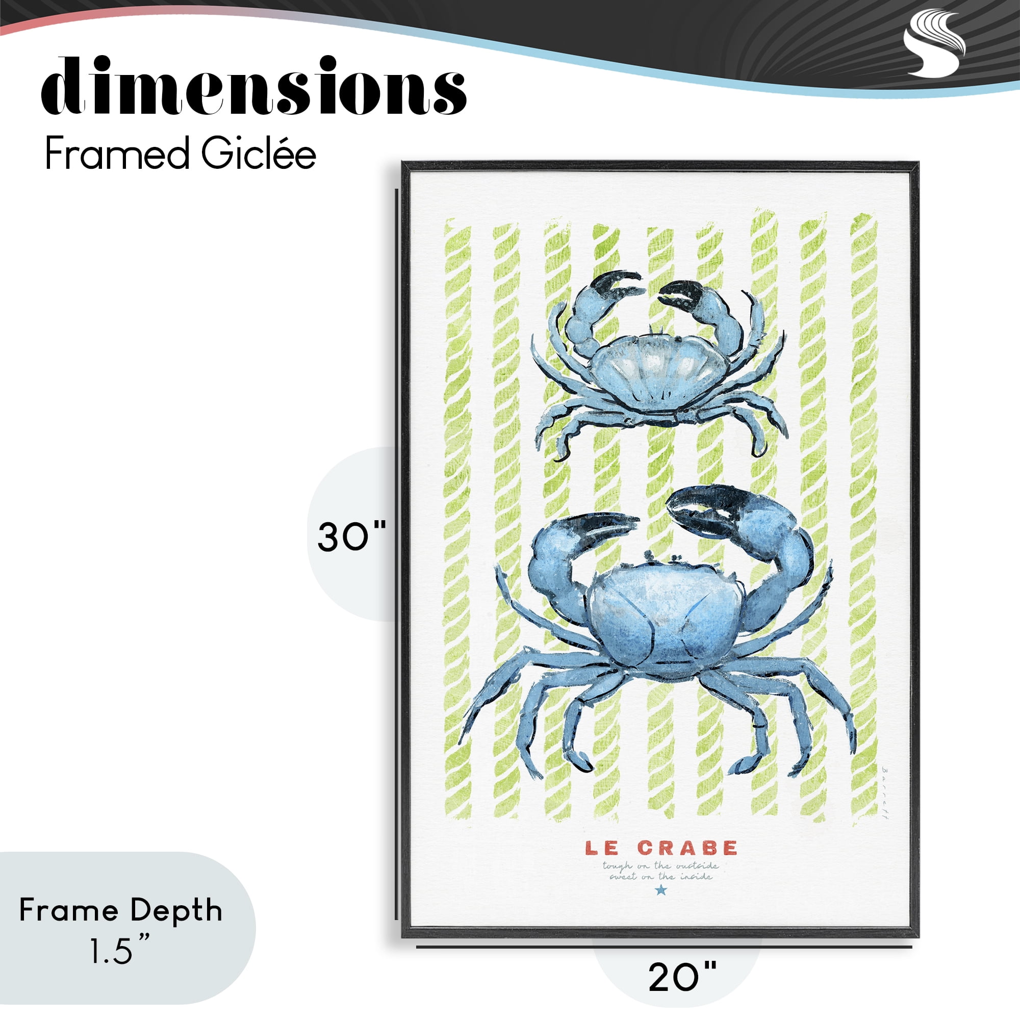 Stupell Industries Modern Bistro Crabs Black Framed Giclee Art, design by Chad Barrett