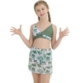 thumbnail image 2 of Ardorlove Girls Swimsuit 3 Pcs Tropical Print Bathing Suits Swimwear Cover Up Skirt Kids Teen Bathing Suit 7-16 Years, 2 of 9
