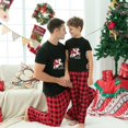 thumbnail image 2 of Pijamas familiares a juego de Navidad, diseño exclusivo, Papá Noel, unicornio, montar, conjunto de Pijamas cortos negros, 2 of 3
