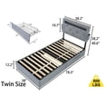 thumbnail image 4 of JERFIT Twin Bed Frame with RGB LED Headboard, USB Charging Ports, 4 Storage Drawers, Upholstered Platform Bed with No Box Spring Needed, Light Gray, 4 of 10