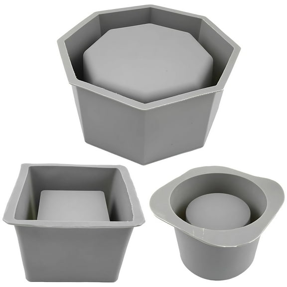 3 Pcs of Silicone Cement Planter Molds Set, Square, Round, and Octagon Molds for DIY Flower Pots, Succulent Planters, Candle Holders, and Craft Projects, Quality, Reusable