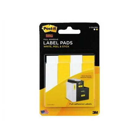 Post-it Super Sticky 2900-WY - Label pads - 0.75 in x 2.37 in - 200 sheets (8 x 25) - white, yellow