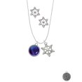 thumbnail image 2 of Delight Jewelry Silvertone Round - Imitation Cat's Eye - Blue - Silver tone Snowflake Charm Necklace and Stud Earrings, 2 of 4
