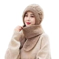 thumbnail image 5 of Casual Women Warm Windproof Knitted Ear Protection Cap Neck Warmer Integrated Cap Scarf Beanie Hat Scarf WINE RED, 5 of 8
