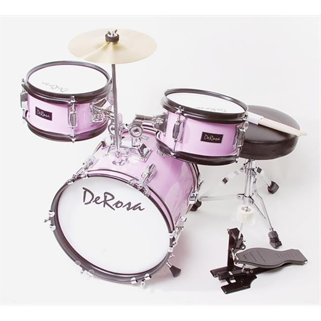 De Rosa DRM312MPK 12 in. Kids Children Drum Set in Pink 3 Piece Set